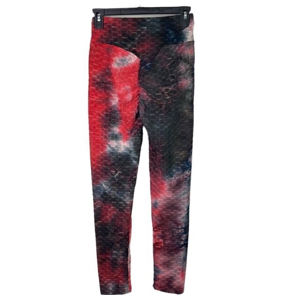 NEW XJ Boost Tie Dye Tik Tok Booty Leggings Red Black - XL - Picture 2 of 3
